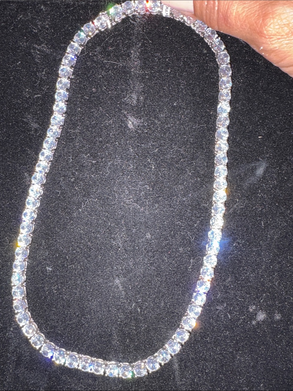 Classic White Crystal Tennis Necklace - Elegant Women's Jewelry 18”